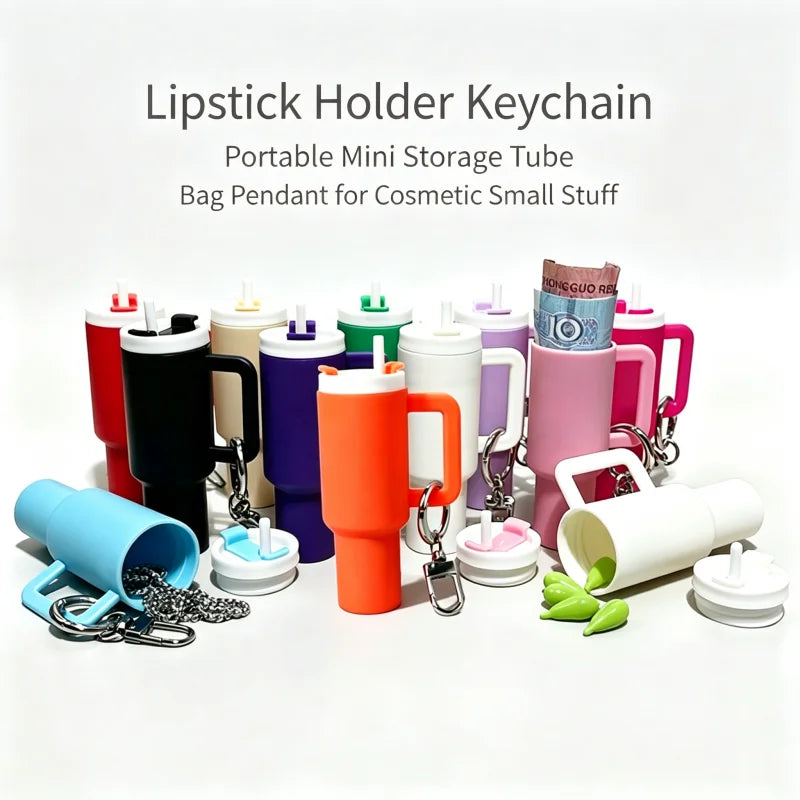 1/4pcs Fashionable Fruit Cup Style Keychain, Can Hold Small Ornaments, Lipstick, Etc., A Perfect Gift for Travel, Daily Wear