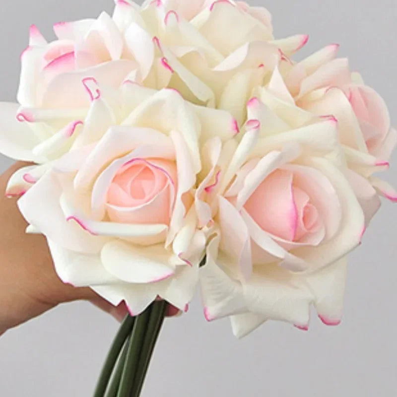 5 Head Curled Rose Bouquet with Artificial Moisture Sensation High-end Silk Flower Home Decoration Wedding Decoration