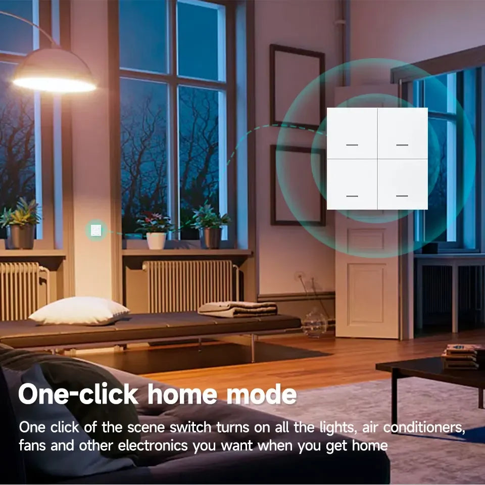 4/3/2/1Gang Tuya Zigbee 3.0 Smart Scene Button Switch Smart Home Wireless Push Remote Controller Battery Powered Devices Linkage