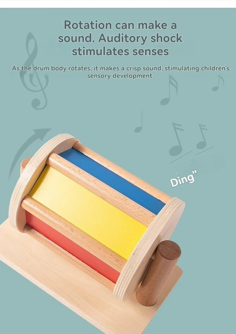 Montessori teaching AIDS,spning drum rotating rainbow, baby intelligence, baby children's toys, early education Montessori toy