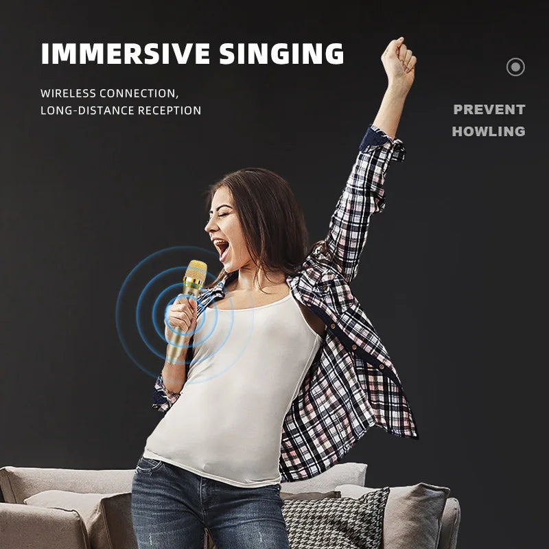 Lenovo Wireless Microphone 2.4G UHF Fixed Frequency 2 Channels Handheld Micphone For Live Party Karaoke Professional Meeting