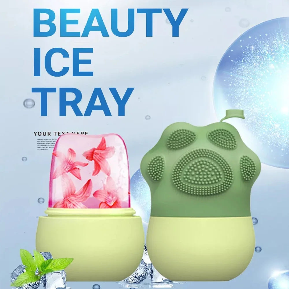 2 In 1 Ice Facial Roller Gua Sha Puffiness Roller Lifting Contouring Tools Ice Cube Trays Ice Balls Face Massager Beauty Care