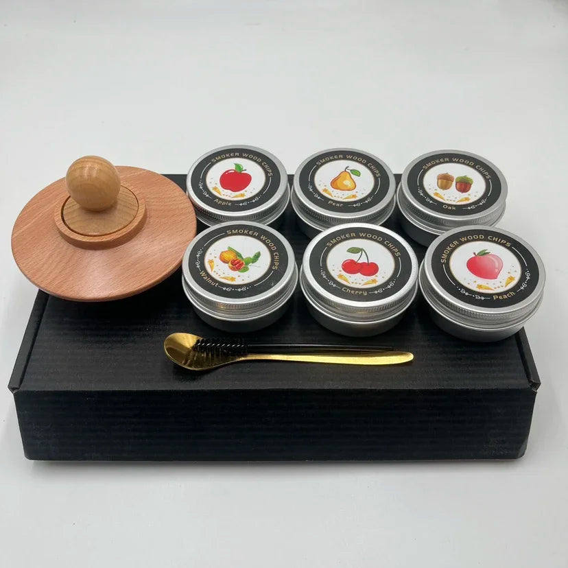 Cocktail Smoker Kit 6 Flavors Wood Chips Wooden Smoked Hood Drink Infuser Old Fashioned Bourbon Whiskey Bar Tools For Home Bar