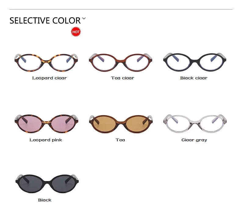 Vintage Oval Sunglasses NEW Women Luxury Brand Designer Small Oval Anti Blue Light Glasses Retro Fashion Men Leopard Eyegalsses