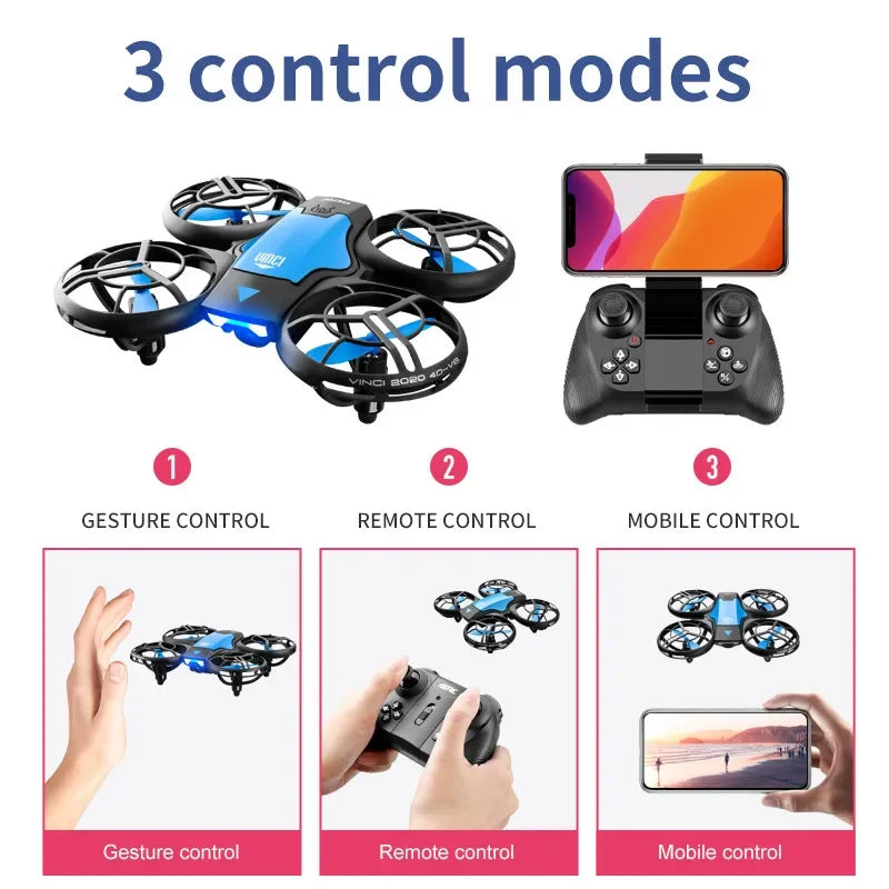 V8 New Mini Drone 4K Professional HD 1080P Wide Angle Camera WiFi FPV RC Drone Height Keep Drones Helicopter Kids Toys 4DRC