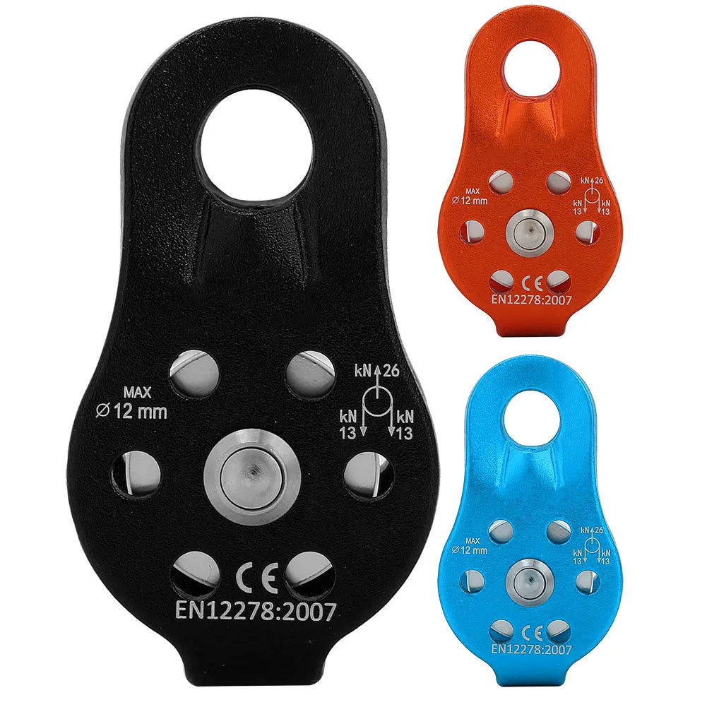 26KN Aluminium Alloy Heavy Duty Single Swivel Rope Pulley Block for 12mm Rope Climbing Pulley Pulley Wheel Single Swivel Pulley