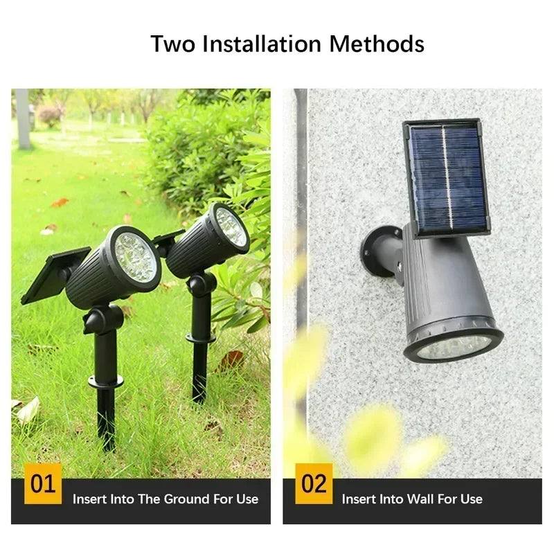 9 LED Solar Spot Lights Outdoor RGB Solar Landscape Lights IP65 Waterproof Brightness Adjustable for Garden Yard Palm Trees
