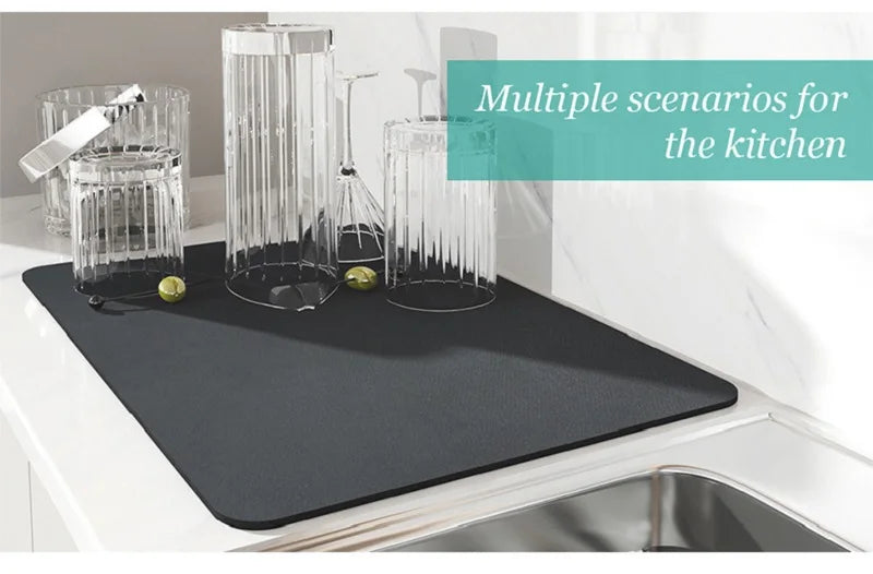 Super Absorbent Kitchen Tableware Impermeable Drainage Mat Heat Insulation Non-slip Pad Tableware Mats Coffee Dish Drying Mat