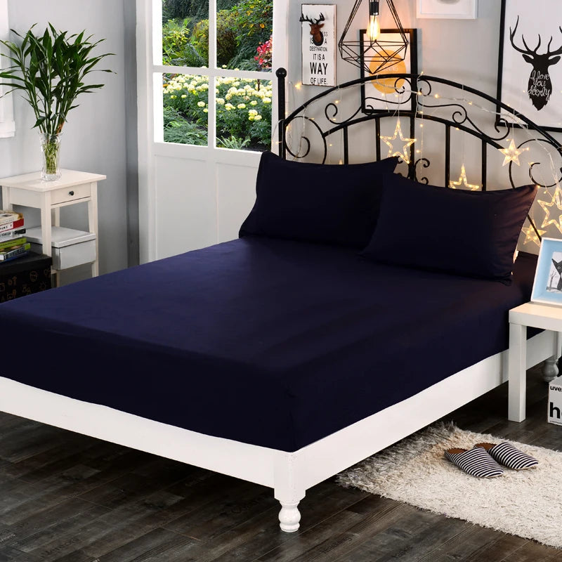 1Pc High Quality 100% Polyester Solid Color Fitted Sheet Mattress Cover Four Corners With  Elastic Band Bed Sheets