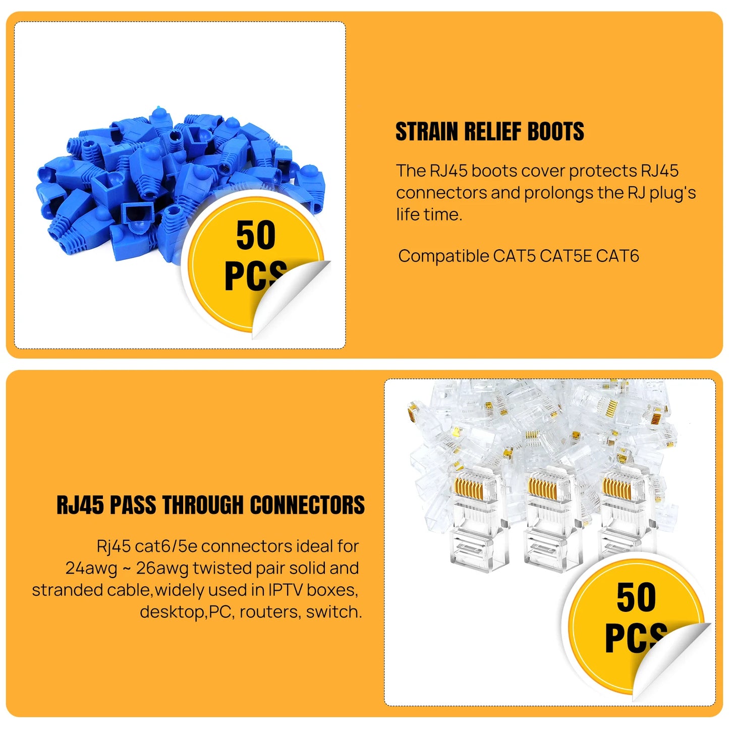 DayPlus Pass Through RJ45 Crimp Tool Kit Ethernet Crimper CAT5 Cat5e Cat6 Crimping Tool Kit 3 IN 1 - Crimp Cutting Peeling