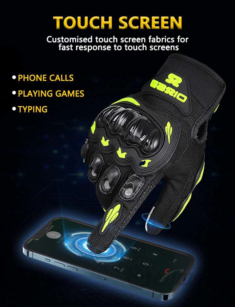 Ummer Breathable Full Finger Motorcycle Gloves Non-slip Wear-resistant Motocross Racing Gloves Touch Screen Moto Biker Gloves