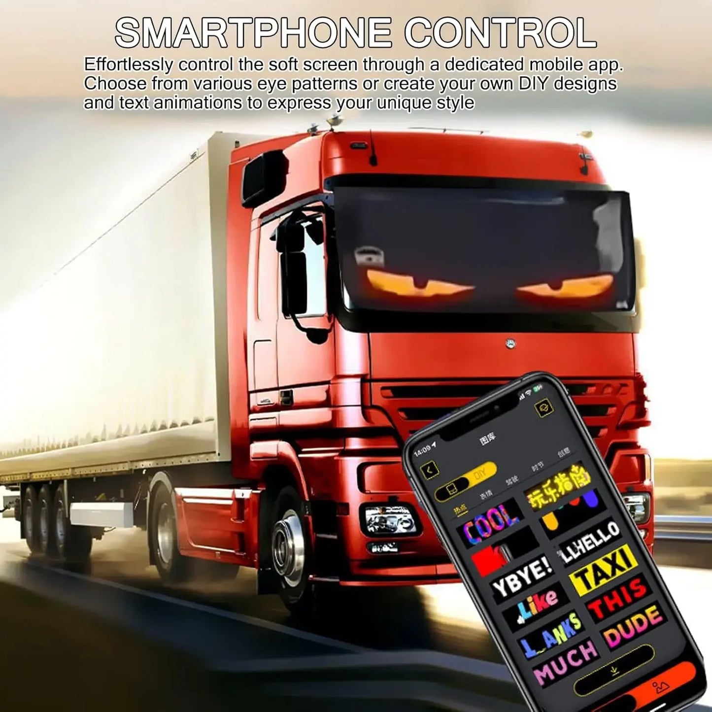 Car Devil Eyes Light Led Soft Screen DIY Colorful Car Windshield Dynamic LED Smart Phone App Control Flexible Matrix Screen