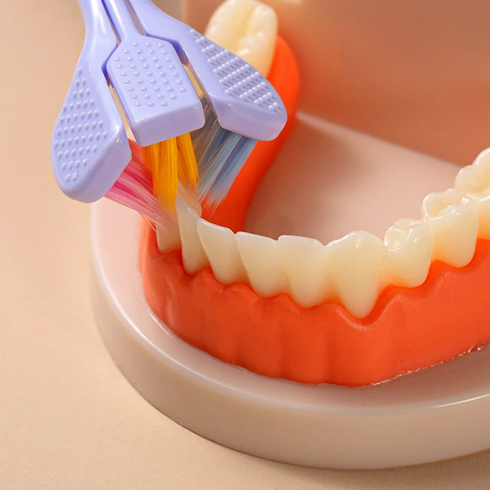 Household 3-Sided Toothbrush with Soft Bristles Comfortable Easy to Use Deep Cleaning Toothbrush for Adults Kids Boys Girls