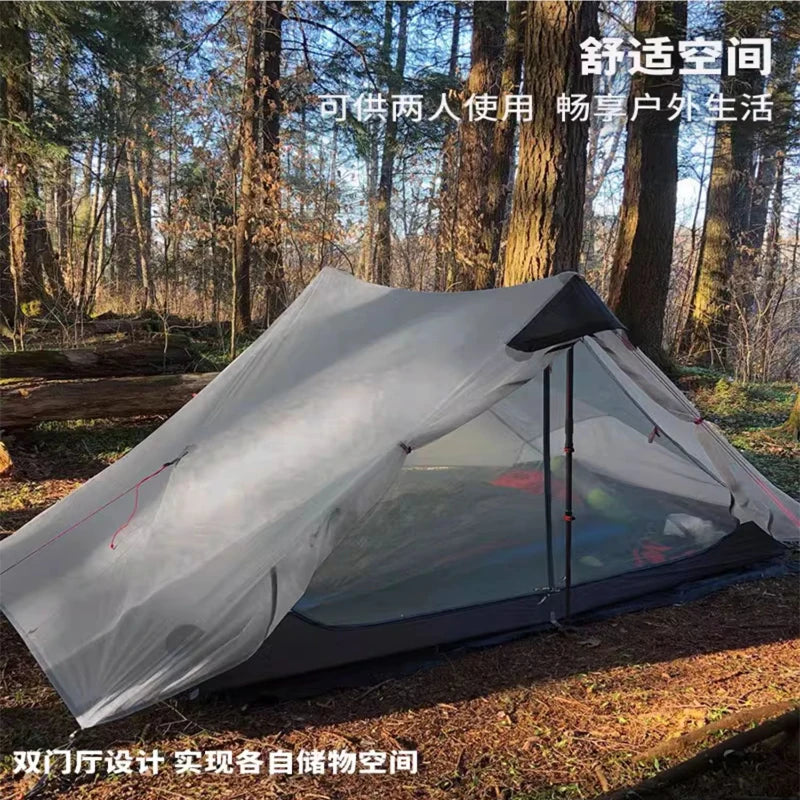 2024 New Version FLAME'S CREED LanShan 2 Person Oudoor Ultralight Camping Tent 3 Season Professional 15D Silnylon Rodless Tent