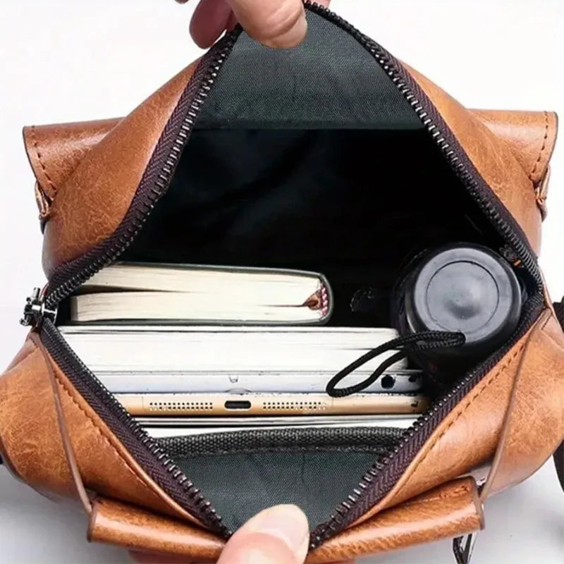 Multi-purpose men's shoulder bag for work, PU crossbody briefcase with handle, professional casual daypack