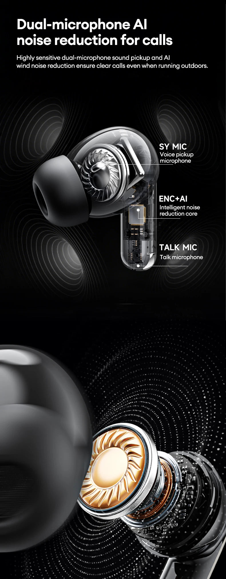 Lenovo LE208 Wireless Earphones ENC Noise Cancellation Mic Bluetooth V6.0 HIFI Headphone HIFI Sound Headphone HD Call With Mic
