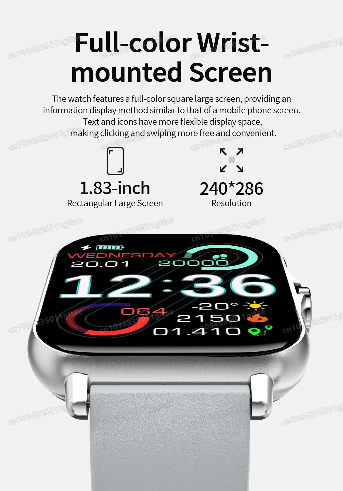 New Smartwatch BT Call Health&Sleep Monitoring 1.80''HD Screen Kids Smart Watch Waterproof Fashoin Sports Bracelet For Women Men