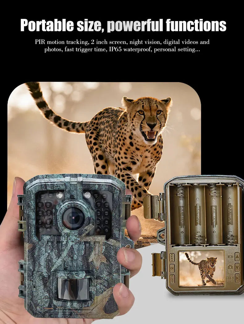 Hunting Trail Camera 16MP 1080P Wild Animal Detector Trail Camera HD Waterproof Monitoring Infrared Heat Sensing Night Vision