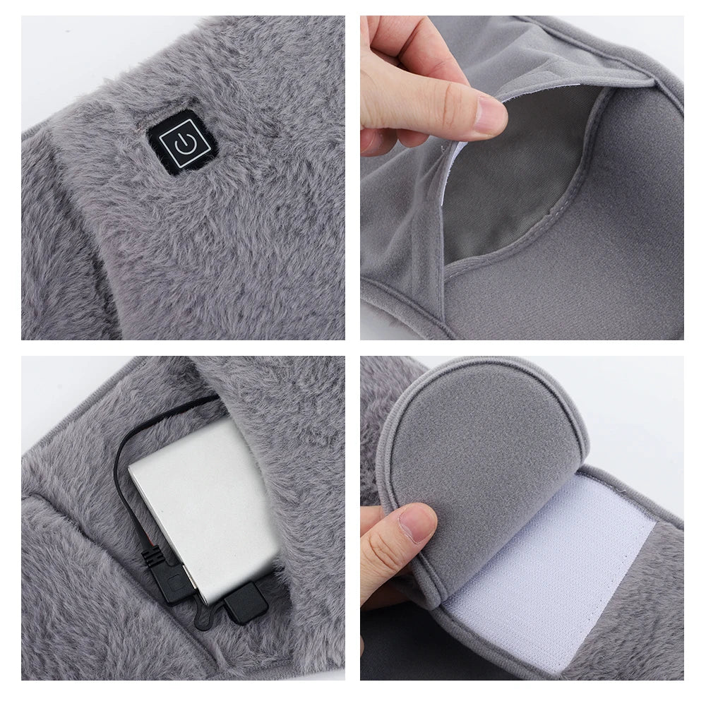 2 in 1 Electric Hand Warmer Waist Belt USB Rechargeable Graphene 3 Gears Hot Compression Washable Soft Plush Waist Warming Belt