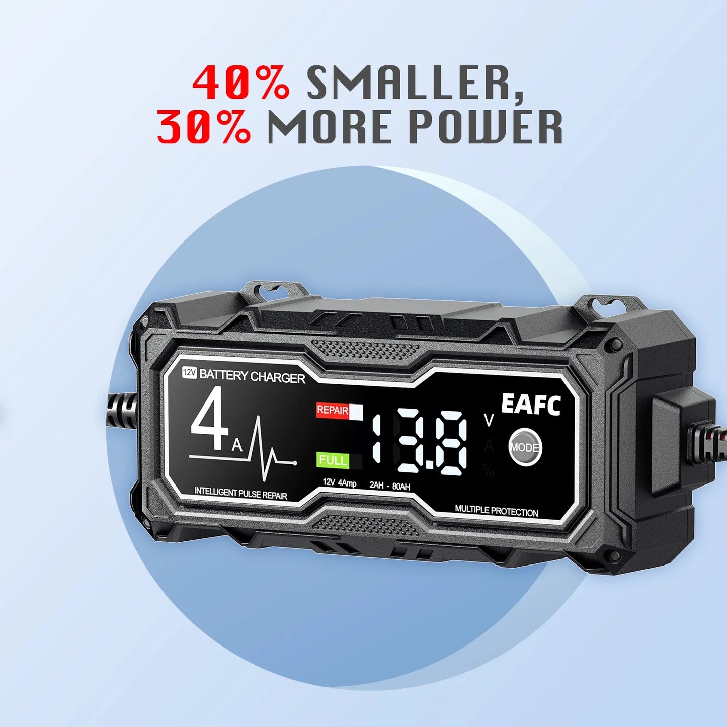 12V 4A Smart Car Battery Charger for Car Automatic Float Charger Motorcycle Lawn Mower Tractor Lead-acid AGM GEL Toy Battery