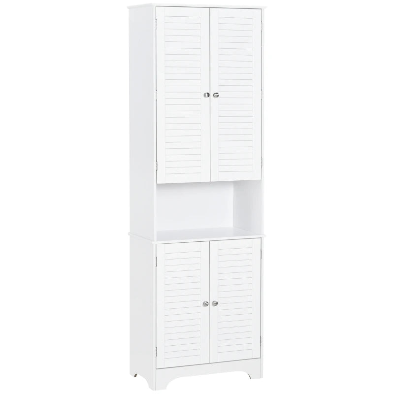 MDF Freestanding 6-Tier Bathroom Storage Cabinet White | UK