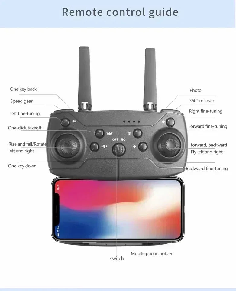 E88 Pro WIFI FPV Drone Wide Angle HD 4K 1080P Camera Height Hold RC Foldable Quadcopter Dron Helicopter Toy Christmas Boy's Gift
