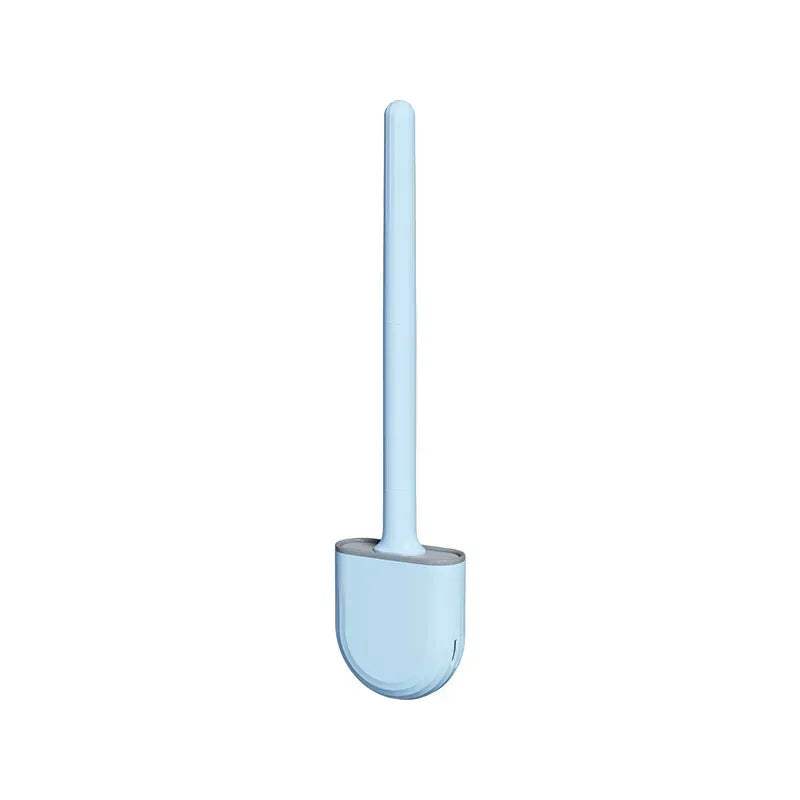 Toilet Brush Water Leak Proof With base Silicone Wc Flat Head Flexible Soft Bristles Brush with Quick Drying Holder Set