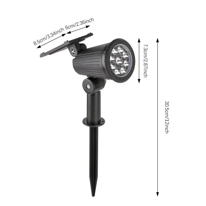 9 LED Solar Spot Lights Outdoor RGB Solar Landscape Lights IP65 Waterproof Brightness Adjustable for Garden Yard Palm Trees