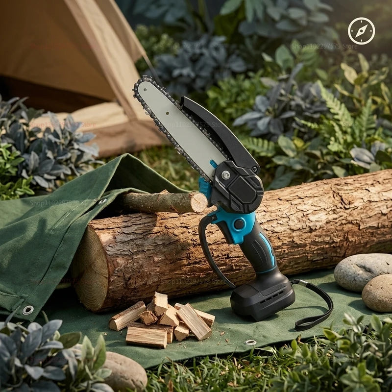 6Inch Cordless Electric Chainsaw Rechargeable No Battery Lightweight Power Tool for Woodcutting Gardening Makita 18V Compatible