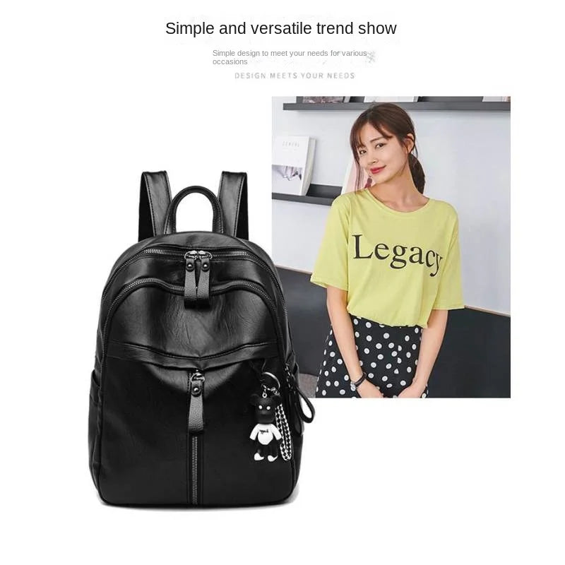 Gift non-violent bear backpack women's simple black casual backpack women's one-shoulder crossbody bag bag women