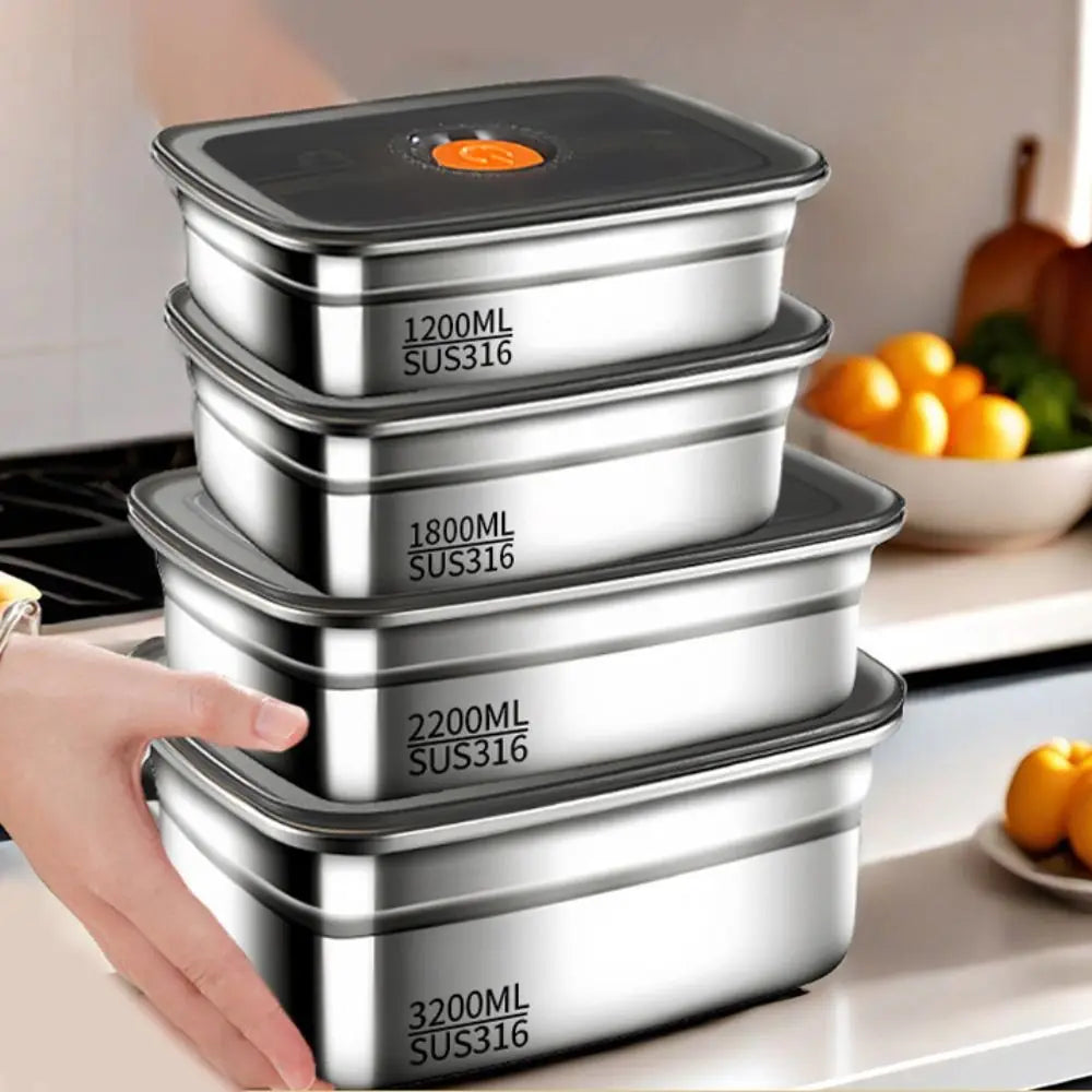 Stainless Steel Camping Lunch Box Sealed Microwave Suitable Preservation Box Large Capacity Leak-proof
