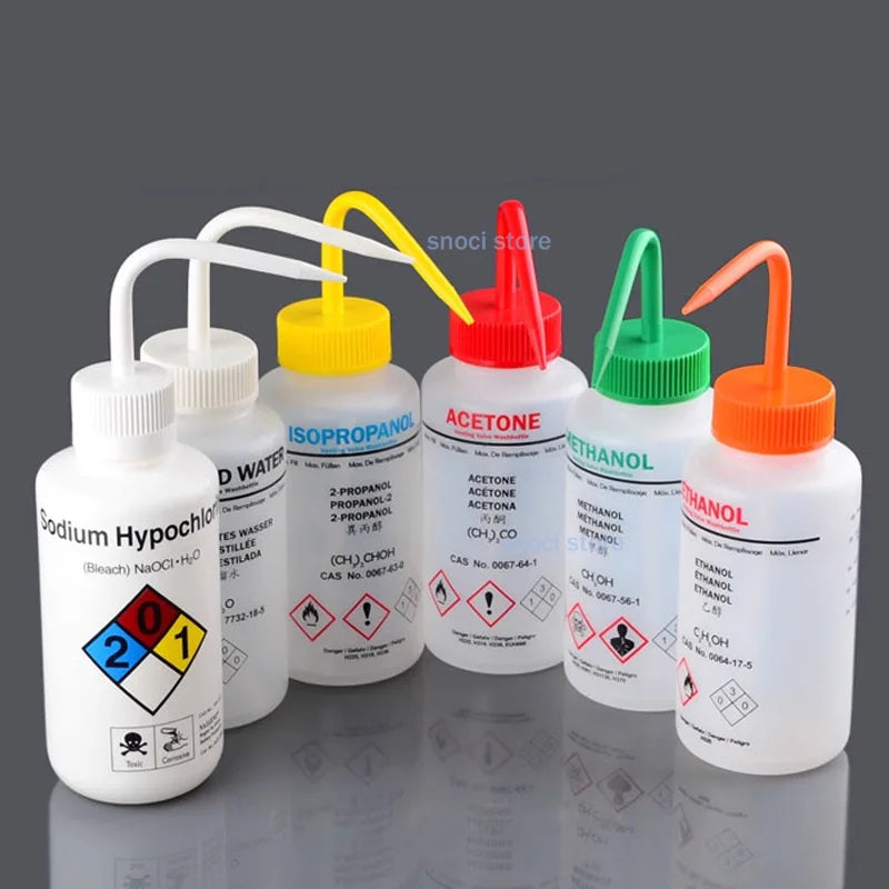 250ml 500ml Safe Wash Bottle with Label Acetone Methanol Ethanol Laboratory Cleaning Bottle，1Piece