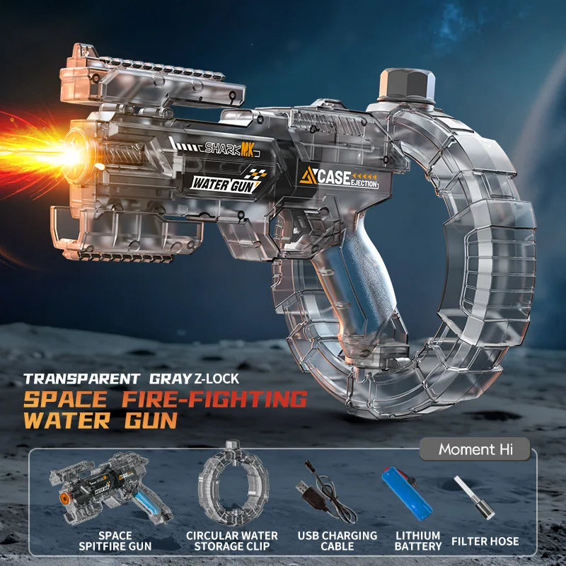 Energy Gathering Ring Electric Water Gun LED Lighting  Linkage Deformation Continuous Shooting Toy Summer Beach Pool Games Gift