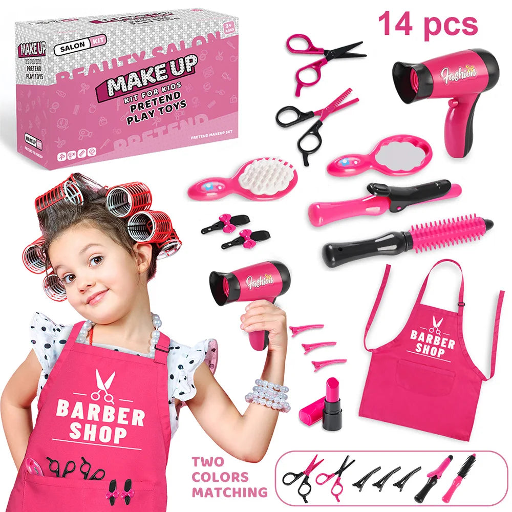 Girls' Play Hairdresser Kit with Accessories & Apron - Mixed Colors, No Plating