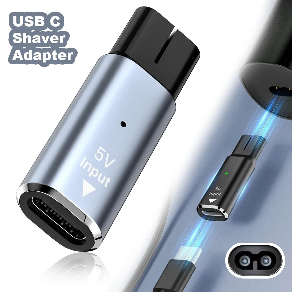 5V Type-C Shaver Adapter Charger Converter Compatible with Philips One Blade QP2724 QP2834 QP4530 QP1924 QP1324 Shaver