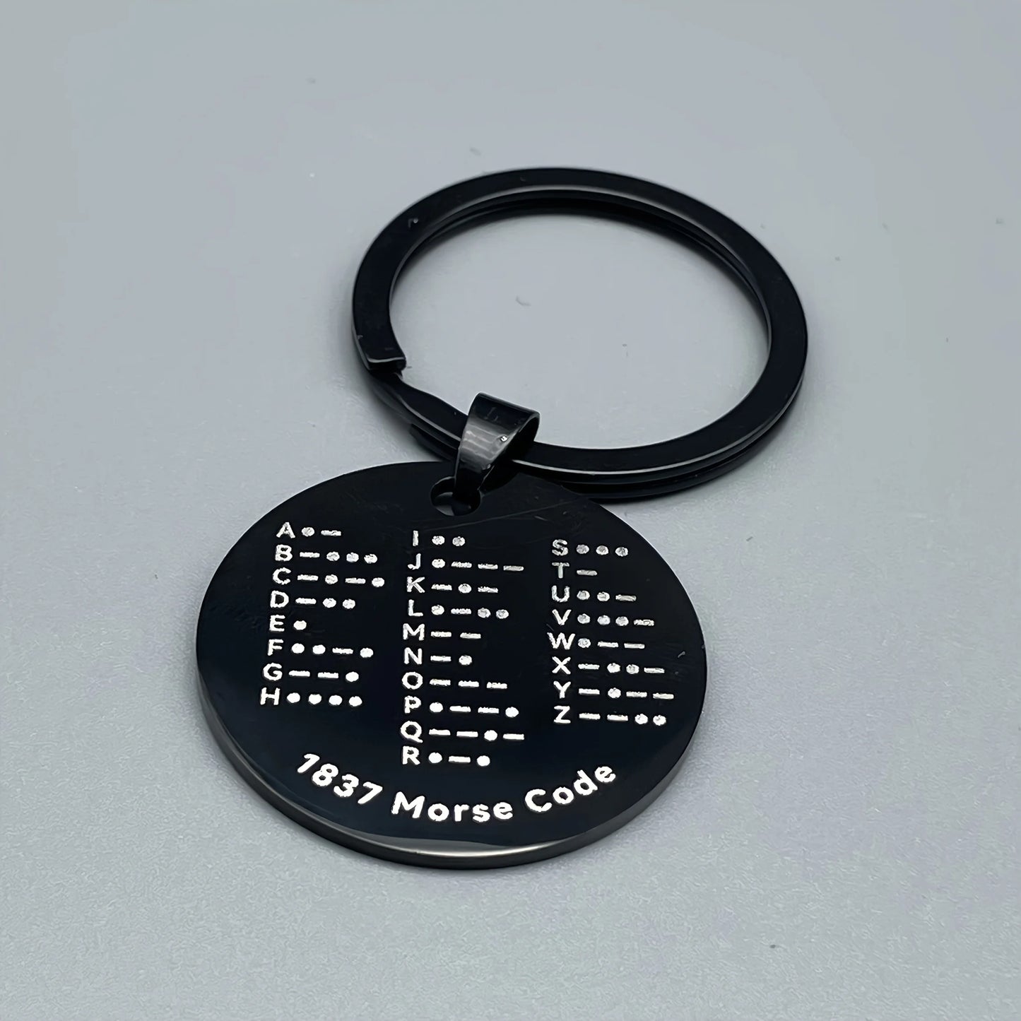 Morse Code Keychain, Double-Sided Alphanumeric Educational Tool, Stainless Steel Car Accessory, Unisex Gift for Radio Amateurs