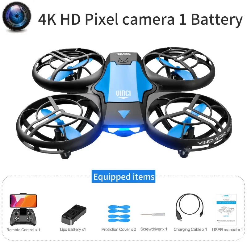 V8 New Mini Drone 4K Professional HD 1080P Wide Angle Camera WiFi FPV RC Drone Height Keep Drones Helicopter Kids Toys 4DRC