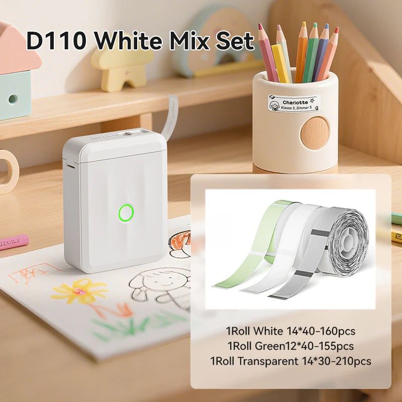 NIIMBOT D110 Upgraded Version Thermal Label Printer Mini Portable Smart Label Maker With Tape for Office Home Kitchen School