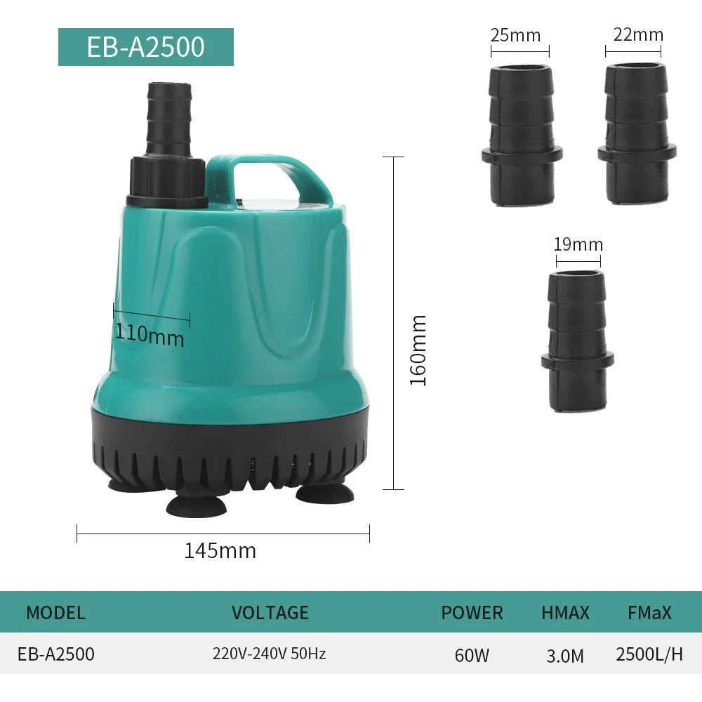 5/8/18/25/40/60/90W Fish Tank Bottom Suction Submersible Pump Bottom Filter Silent Suction Feces Change Pump Multi-function Pump