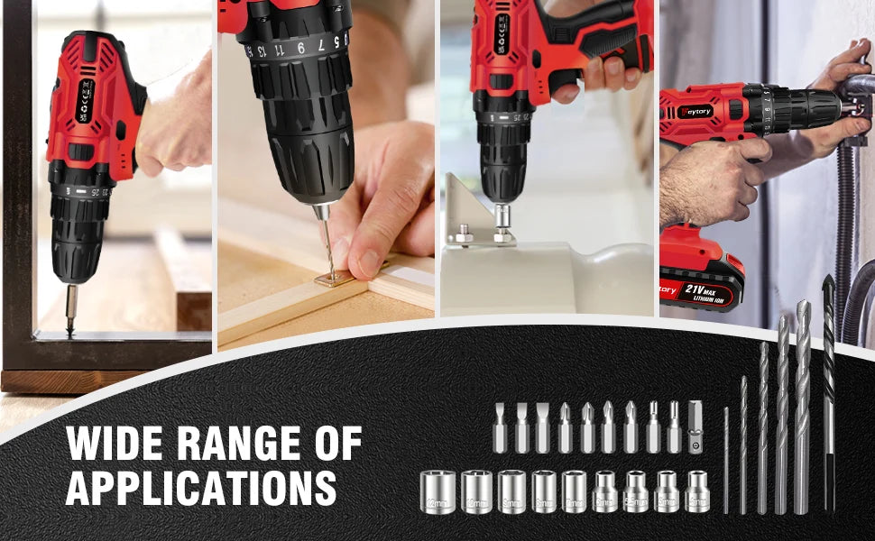 21V Cordless Drill,45Nm Electric Screwdriver Set with 29PCS Accessories, 2 Variable Speed for Home DIY Project Kit