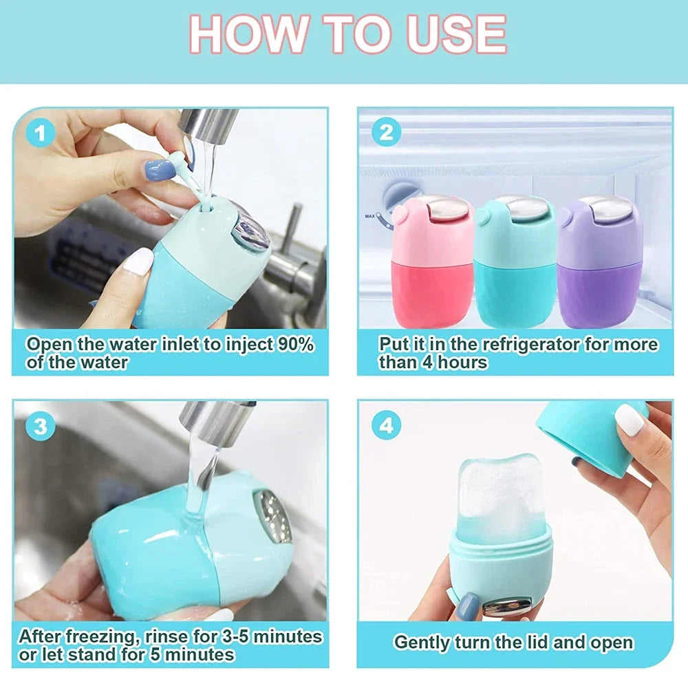 2 In 1 Ice Facial Roller Gua Sha Puffiness Roller Lifting Contouring Tools Ice Cube Trays Ice Balls Face Massager Beauty Care