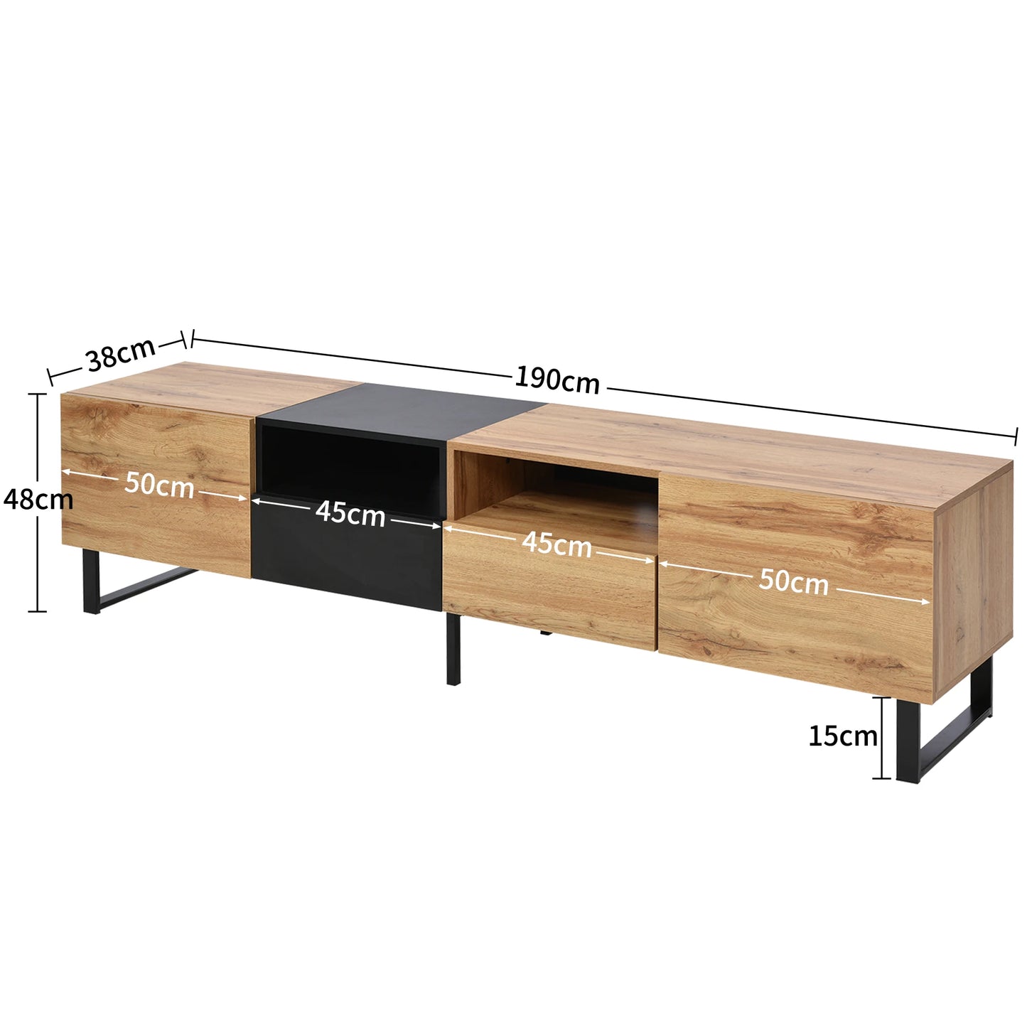 PINGGO Modern Minimalist TV Cabinet Large Capacity Storage Cabinet With Doors And Drawers Wood Grain Design TV Media Console