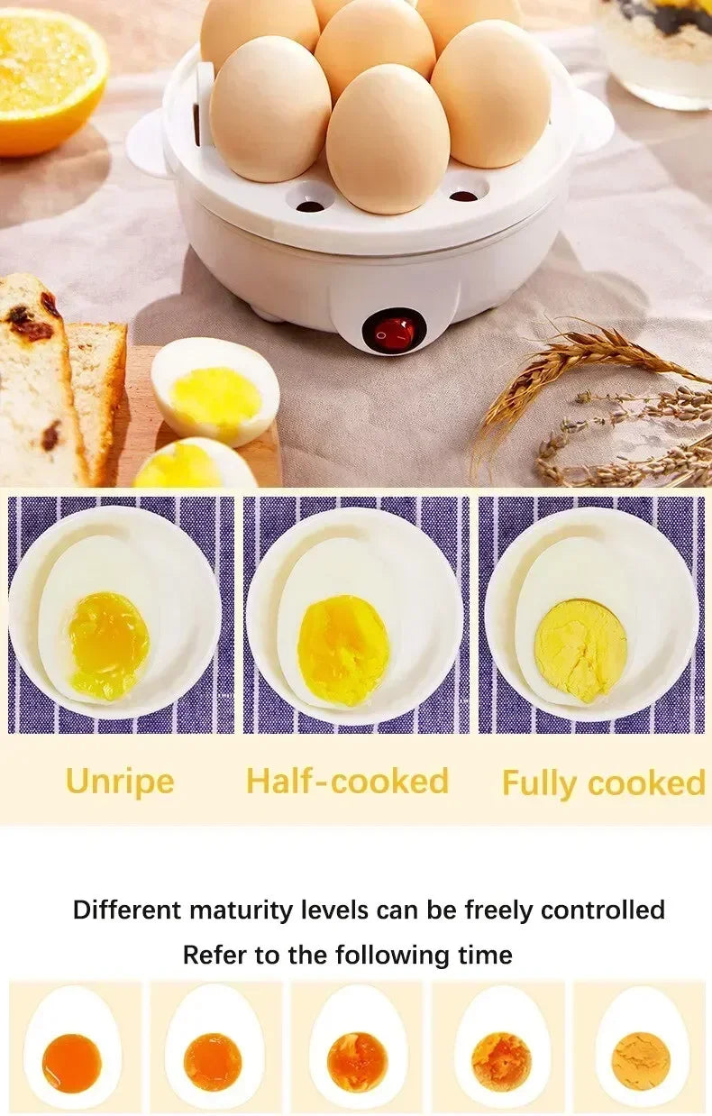 Multifunctional Electric Egg Cooker Steamer - Double Layer for Boil, Poach, Steam Eggs & Veggies, Compact Breakfast Appliance