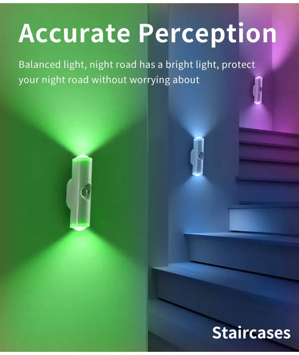LED Night Light with Motion Sensor Wall Lamp Rechargeable RGB Gradient Ambient Night Lights Magnetic Sunset Lamp Room Decoration