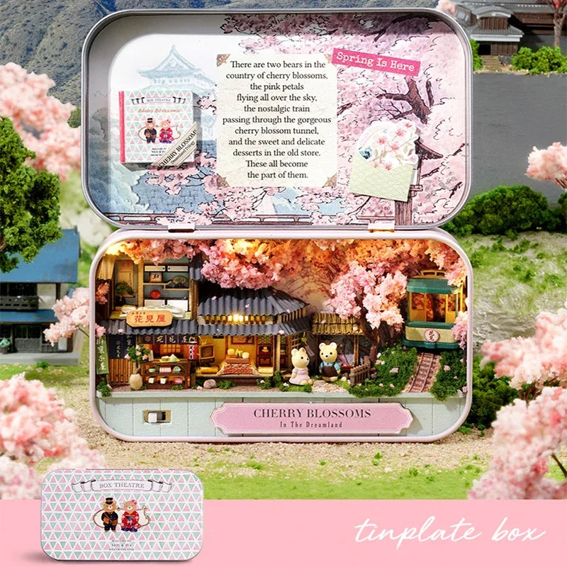 DIY Wood DollHouses Handmade Funny Box Theatre Miniature Box Cute Doll Houses 3D Puzzle Assembly Kits Birthday Gift Wooden Toys