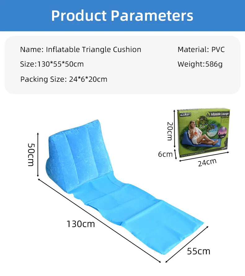 Inflatable Beach Mat, Inflatable Pvc Flocking Inflatable Triangle Pad, Flocking Triangle Pad, Inflatable Beach Cushion