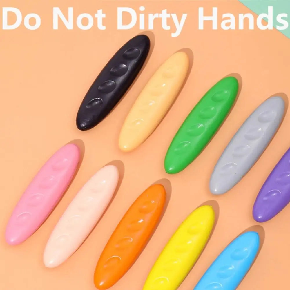 12/24/36 Colors Children Do Not Dirty Hands Plastic Crayon Set Creative Painting Tools Peanut Shaped Washable Erasable