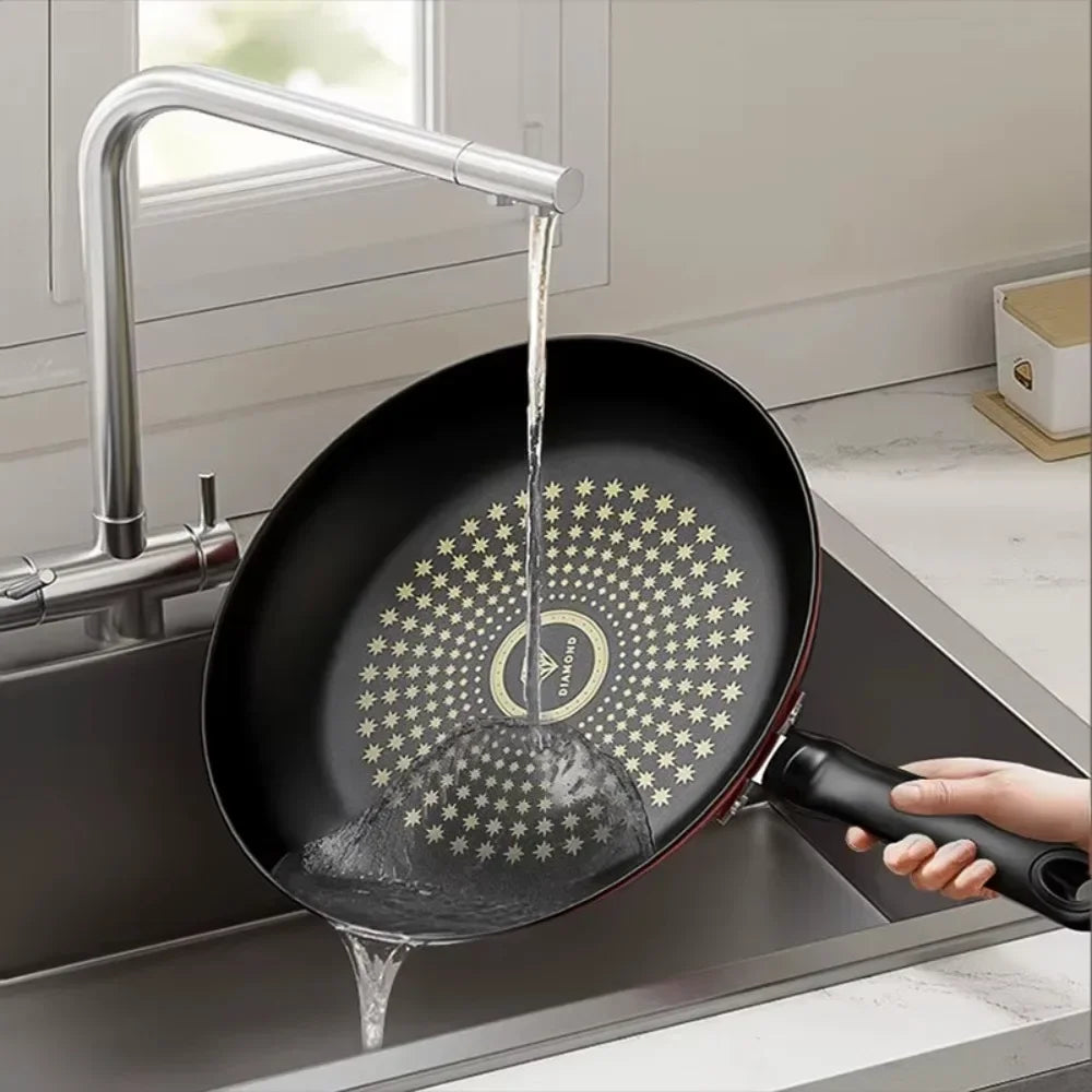 New Crystal Diamond Non-Stick Pan with Lid Multi-functional Frying Pan Iron Easy to Clean Kitchen Cookware Gas Induction Cooker