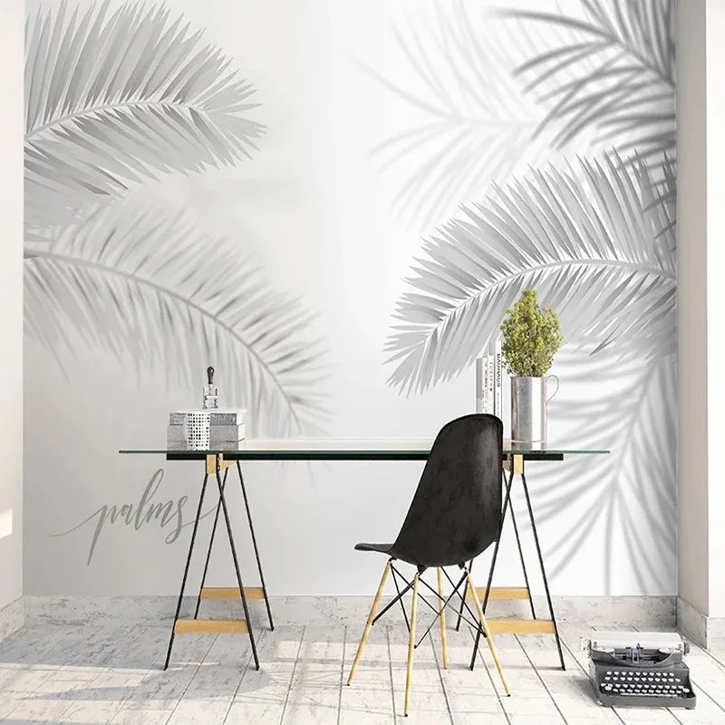 3D Hand-Painted Nordic Style Coconut Leaves Wall Mural for Living Room Bedroom Modern Art Photo Wallpaper Tropical Home Decor