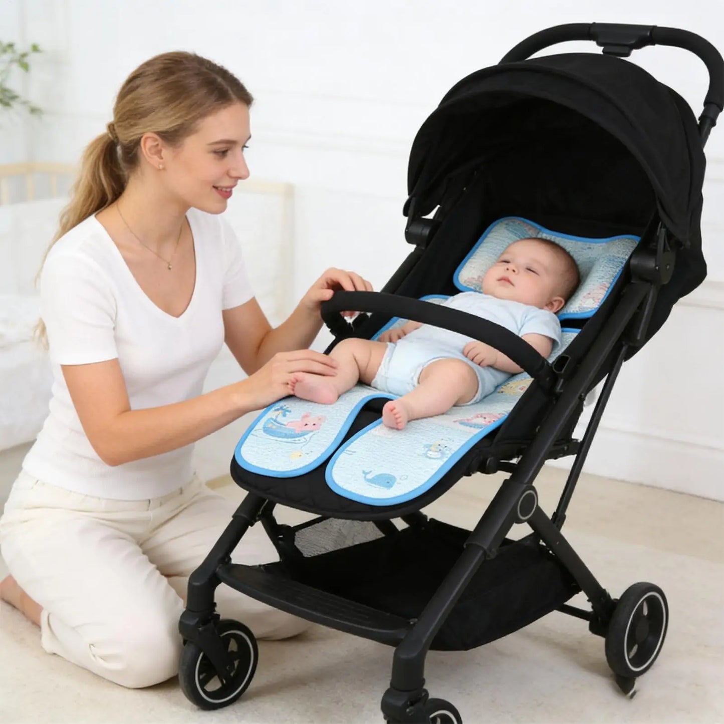 Breathable Stroller Cooling Pad Adjustable Kid Car Seat Liner Cooler Pad For High Chair Bassinet Swing Outdoor Travel Beach